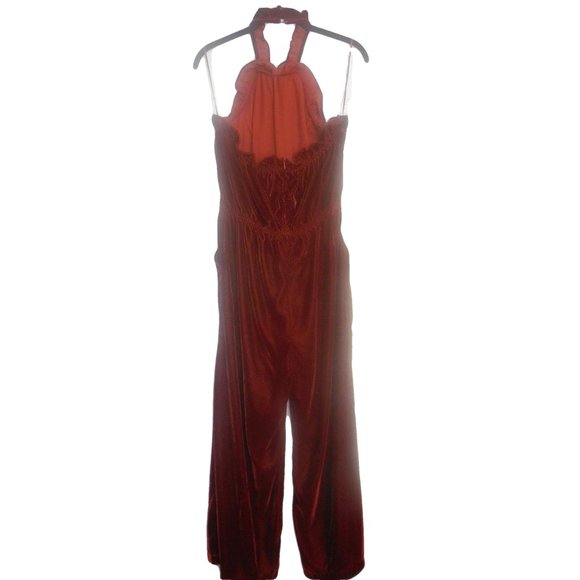 Jumper Velvet SMALL Halter Long Romper Bodysuit NEW - Picture 4 of 8